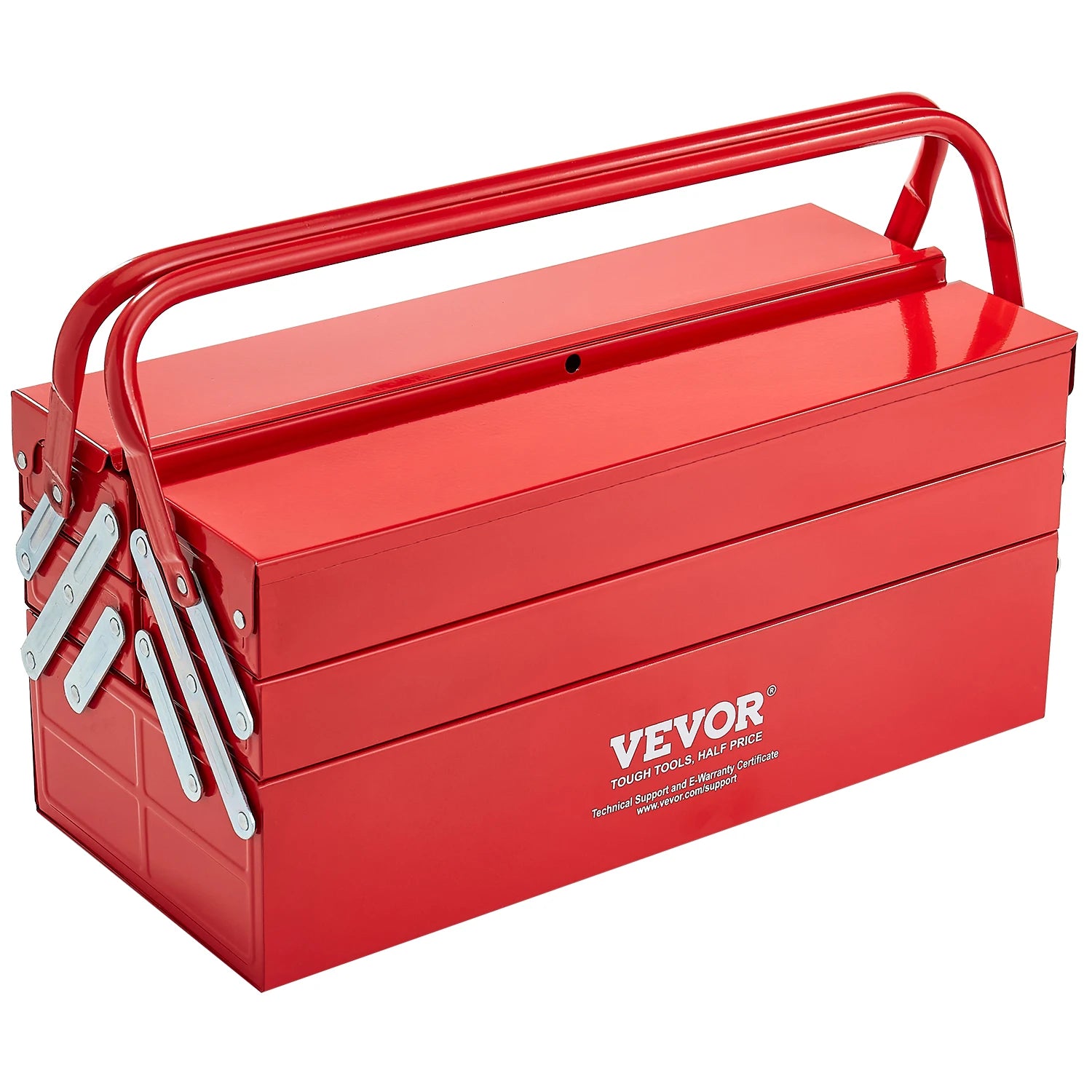 Caja de Herramientas Metálica VEVOR de 18" – 3 Niveles, 5 Bandejas Plegables con Asa | Portátil y Resistente