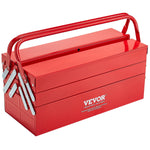 Caja de Herramientas Metálica VEVOR de 18" – 3 Niveles, 5 Bandejas Plegables con Asa | Portátil y Resistente