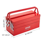 Caja de Herramientas Metálica VEVOR de 18" – 3 Niveles, 5 Bandejas Plegables con Asa | Portátil y Resistente